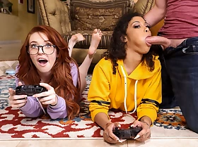 Gamer Girl Threesome Action Video With Van Wylde, Jeni Angel, Madi Collins - Brazzers