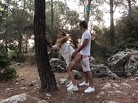 Teen fucked in a forest