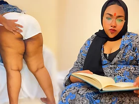 When Comely 45yo Egypt Hijab Aunty Reading a Book, Then 18yo Neighbor Fucks her (Big Boobs & Huge Exasperation MILF Arab Sex)