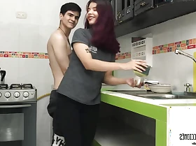 I Realize Horny and Ask My Stepbrother to Be wild about Me in the Kitchen - Porno in Spanish