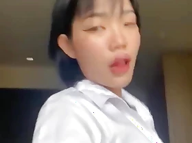 Emma Thai Horny Teasing in Real College Uniform and Using Sex Toy