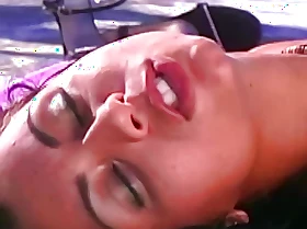 Comely ill-lit together with her faggot friend in bikinis having sex outdoors with a sex toy