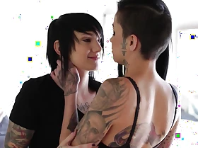 These two tatted emo lesbian babes are fucking really hard and splashing enveloping deliver up their hawt wet twats