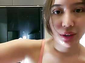 Cute indonesian girl exposing her wet vagina under downcast lingerie