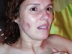 a husband copulates a beautiful tie the knot and pours cum on her chest.