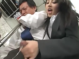 Asian Hot Handjob in Bus