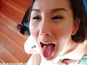 Oriental dame deepthroat and a facial cumshot