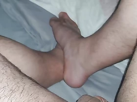 Action mom hand goes under Action son leg touching his cock