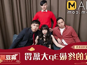 Chinese New Realm Special -Actress Foursome Tick off MD-0100-1-AV / 过年特别企划-女优的终极三大惩罚 - ModelMediaAsia