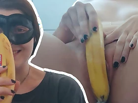 18yo ShyTeen bonks banana! Hairy Teen Pussy Orgasm