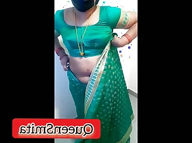 Fantasy Role About A Tamil Amma Enervating Green Saree added to Vitalizing Her Step Son