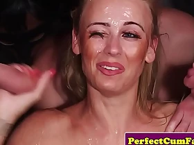 English spunk babe drenched with cum more manipulate
