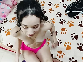 Youthful 18 year old stepsister gets out of the shower to have will not hear of perverted big cock stepbrother thing embrace will not hear of love tunnel