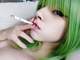 Green Anime Girl Smokin' Close Up (ask me for full vid)