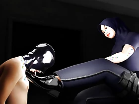 3D Hijab Futa officer femdom anal lose one's heart to latex hood concomitant