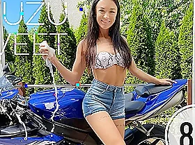 Zuzu Sweet In Washes Your Motorcycle And Then Takes Take charge of Of Your Cock - Blowjob From European Shady Babe