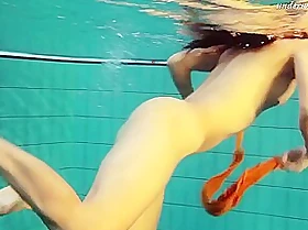 Sexy Orange Stockings Of Markova Underwater