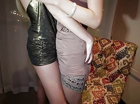 Glam honeys in their sparkly heels eat each other out as they need their cunts stimulated