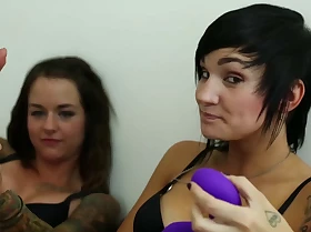 This lesbian cuttie is blasting on the brush fuck buddys face after that babe nails the brush pussy with a vibrator