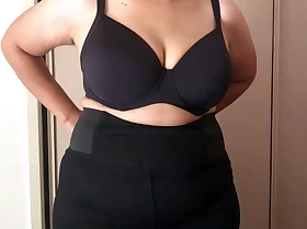 Beautiful Ecumenical trying on new Bra - Playing with See-through Boobs