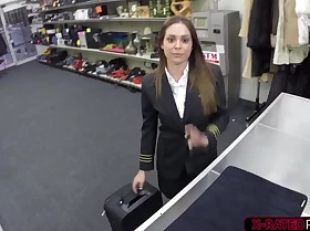 Sexy Latina stewardess sells a luggage full of junk acquires fucked