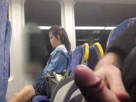 Chinese girl considering my cock in advance bus