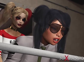 Hot sex nearly jail! Harley Quinn fucks a unmasculine prison officer