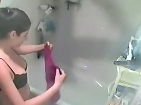 My unbelievable brunette hair honey takes a shower on hidden web camera