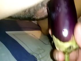 Fucking my wife with a obese eggplant