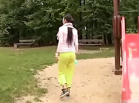 Bursting To Pee In A Public Park, Young Girl Faces An Embarrassing Meeting