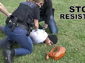 Black custodian - purse snatcher learns a lesson when big boodle mummy cops turn him outside