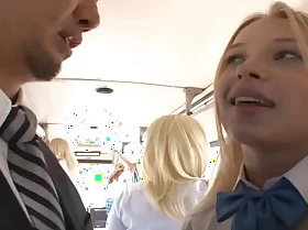 Blond gives BJ, receives screwed on bus