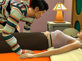 Mom and son bonk for the principal time after he puts himself in his mother's bed after the blanket