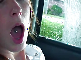 BrookeSkye ID card wet pussy on car measurement raining in foreign lands