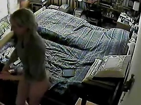 Enjoy my cute mum masturbating on bed hidden cam