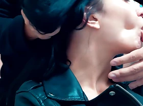 Sexy Stepmom In Leather Jacket Loves Long Kisses On The Neck