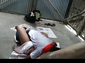 Teacher and student doing sex not far from a abandon house