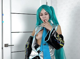 Snatch Fucked Vocaloid Hatsune Miku in different positions and gets Cum Dominant - Cosplay