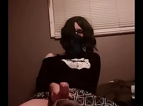 Crossdressing femboy rides sex-toy nearly completion