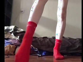 cute ashen undershorts upstairs a small ass and red socks