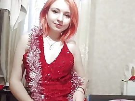 Beautiful homemade striptease in a red sexy threads