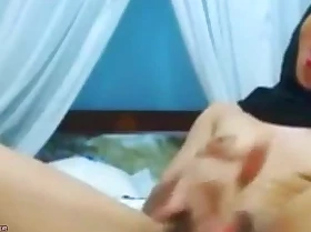 Bungler arab egypt in hijab masturbates creamy pussy beside wet orgasm on web camera