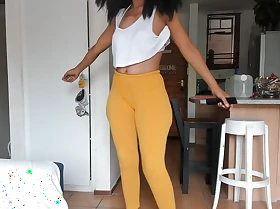 Booty Blinking Ebony, nigh leggings, sexy big-ass strip tease
