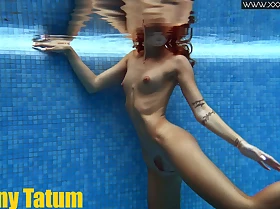 Tiffany blonde perfect round takings teen swims underwater with the addition of undresses