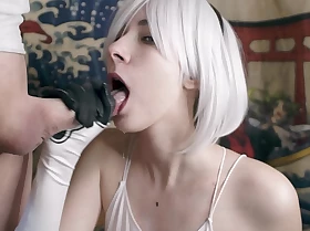 Sperm mania hot spitting blowjob from my girlfriend cosplay 2b nier divinely sucks a fat cock
