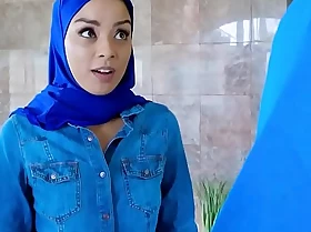 Teensy-weensy muslim girl gets twat fucked by two dopey movers