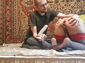 Beggar fucking with dildo girl resulting surrounding the ass anal gape