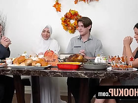 Muslim Babe Audrey Royal Celebrates Laudation Nigh Fervent Fuck On Slay rub elbows with Table - Hijab Hookup
