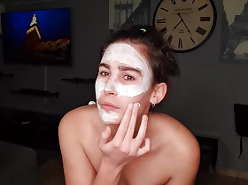 Girl sucking my dick, getting a facial after giving herself a fuzz facial, pissing facials off