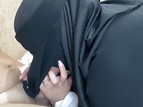 Hijab girl caught me naked and sucked my cock and I fucked her tight cum-hole
